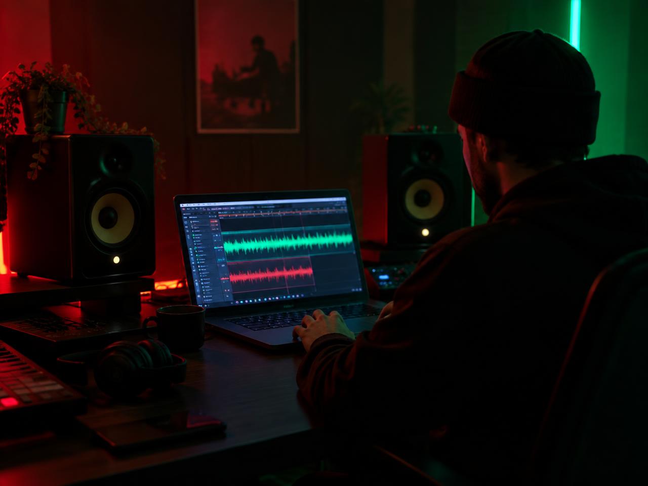 Music producer working on a track